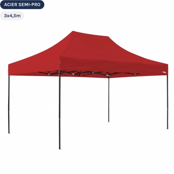 Tente Pliante Tonnelle Acier Semi Pro 3mx4,5m ROUGE