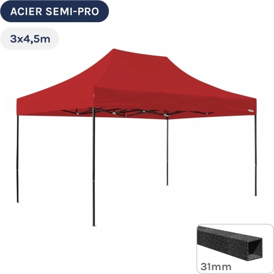 Barnum pliant - Tonnelle Acier Semi Pro 3mx4,5m ROUGE