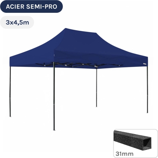 Barnum pliant - Tonnelle Acier Semi Pro 3mx4,5m BLEU