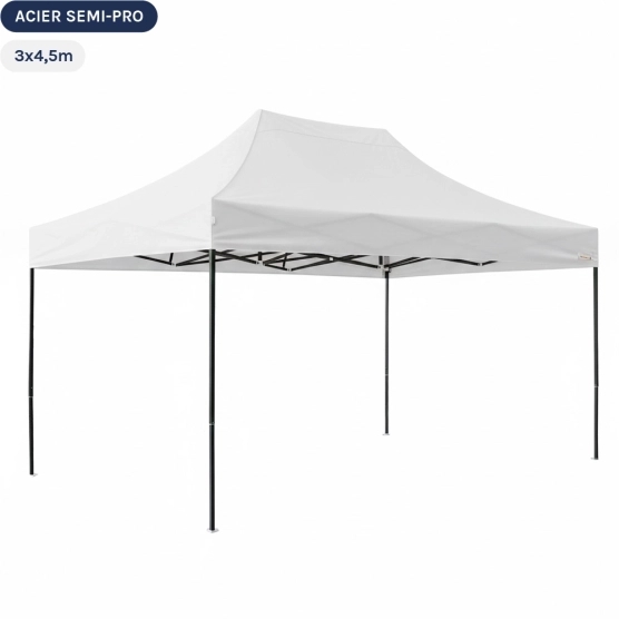 Tente Pliante Tonnelle Acier Semi Pro 3mx4,5m BLANC