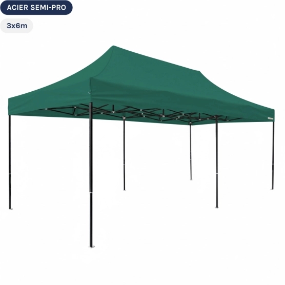 Tente Pliante Tonnelle Acier Semi Pro 3mx6m VERT EMERAUDE