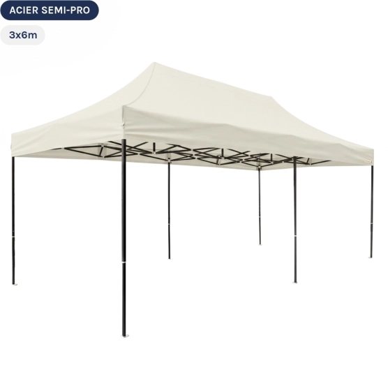 Tente Pliante Tonnelle Acier Semi Pro 3mx6m BEIGE