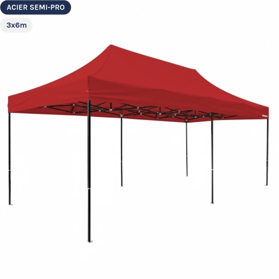 Tente Pliante Tonnelle Acier Semi Pro 3mx6m ROUGE