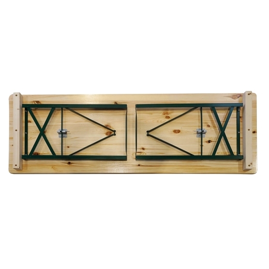 Table pliante de 180cm en bois avec pieds rabattables modèle cornière vert