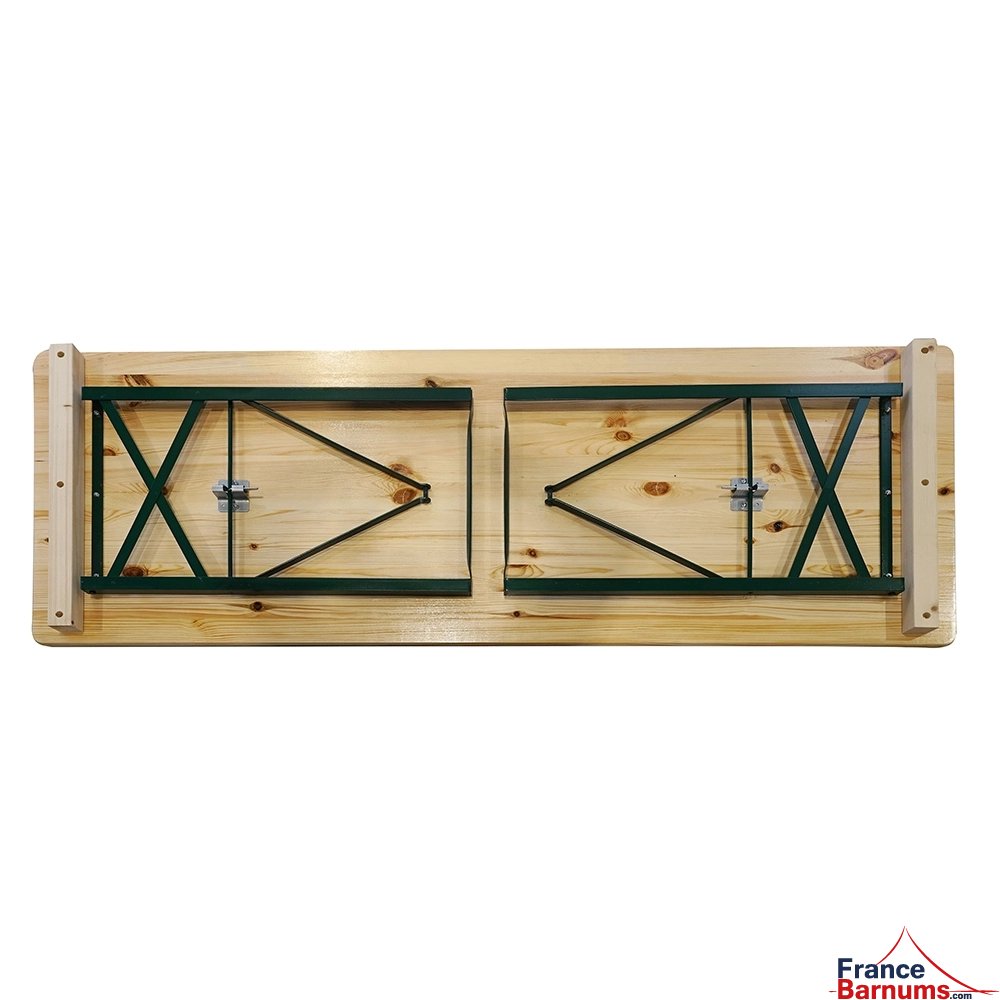 Table pliante de 180cm en bois avec pieds rabattables modèle cornière vert