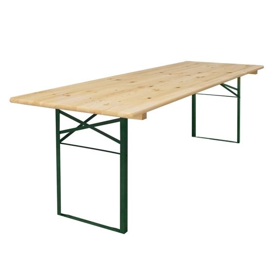 Table de brasserie en Pin européen et Acier avec pieds rabattables de couleur verte