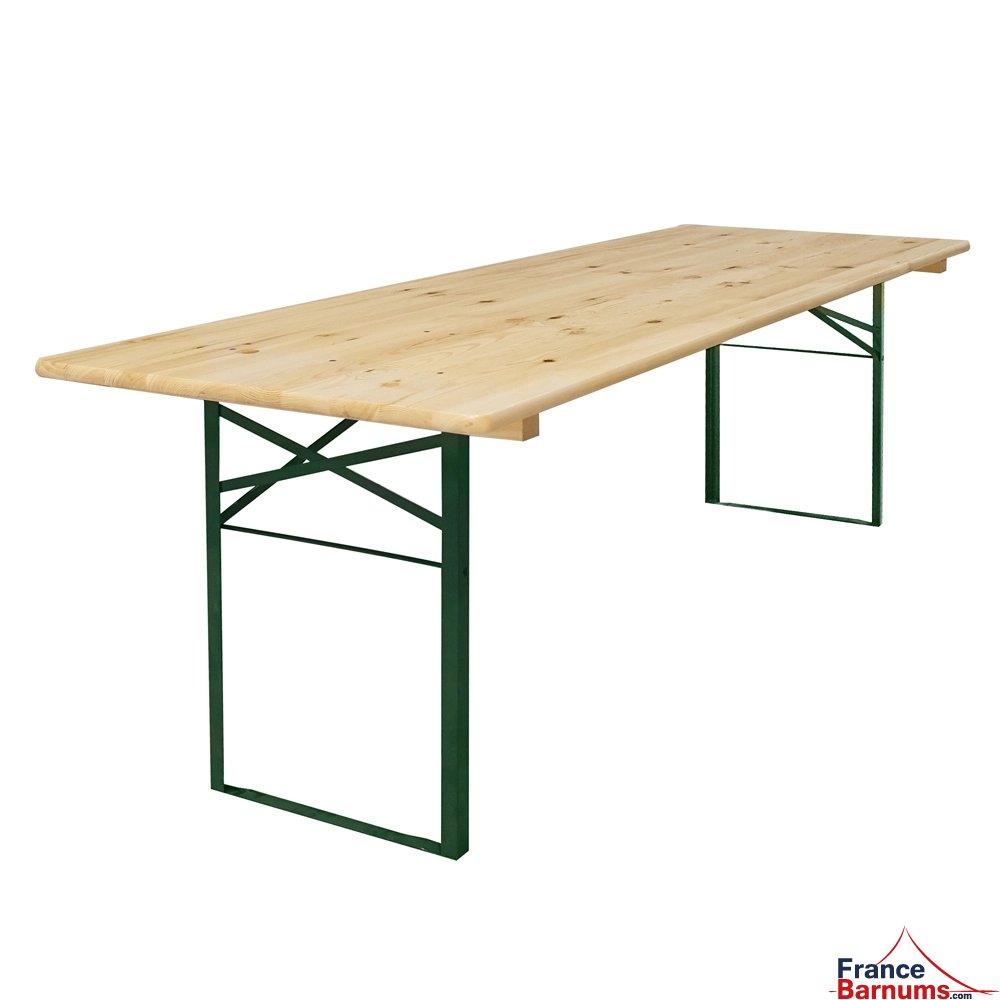 Table de brasserie en Pin européen et Acier avec pieds rabattables de couleur verte