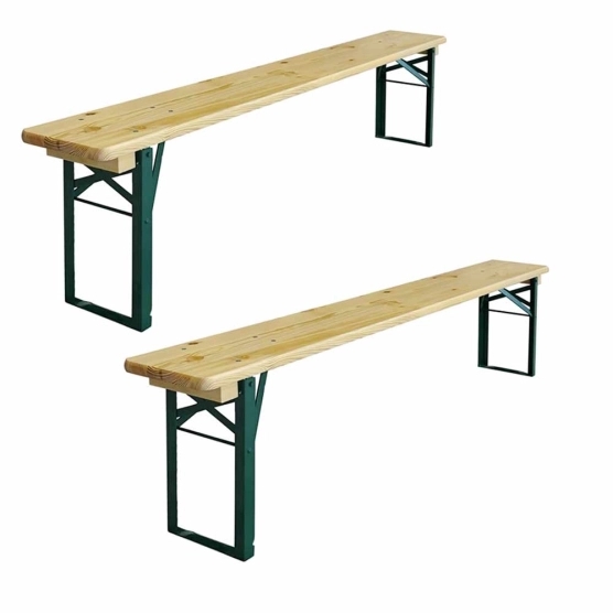 Bancs de brasserie en bois de 180cm de longueur coordonnés à la table