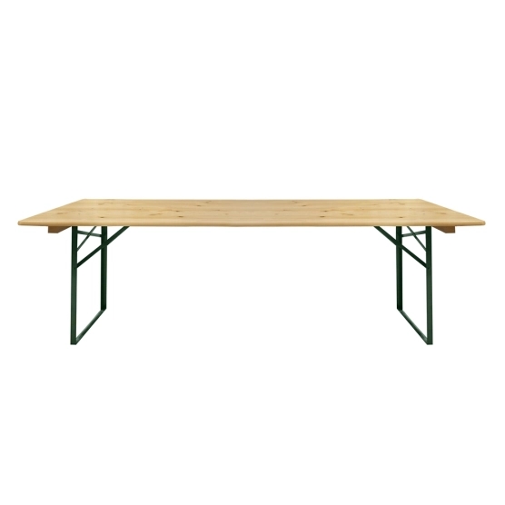 Table de brasserie de 220cm de longueur en bois et acier