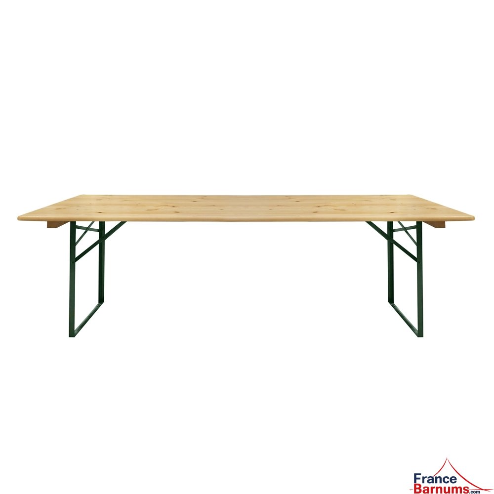 Table de brasserie de 220cm de longueur en bois et acier