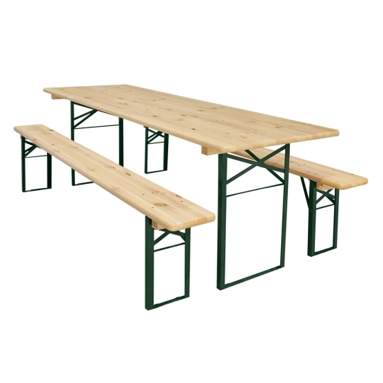 Ce lot est composé d'une table de 220x80cm et de deux bancs de 220x25cm