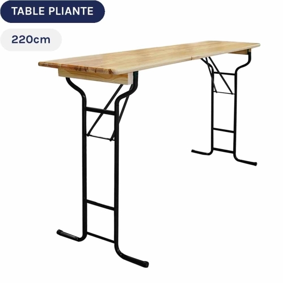 Table rectangulaire haute en bois et acier de style brasserie