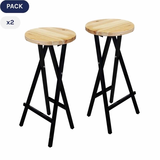 Pack de 2 tabourets hauts en bois Ø35cm
