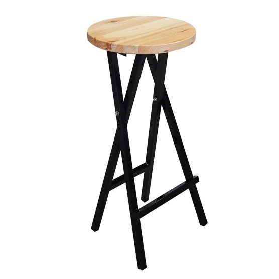 Tabouret pliable en bois et acier vendu par lot de 2