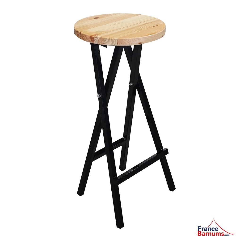 Tabouret pliable en bois et acier vendu par lot de 2