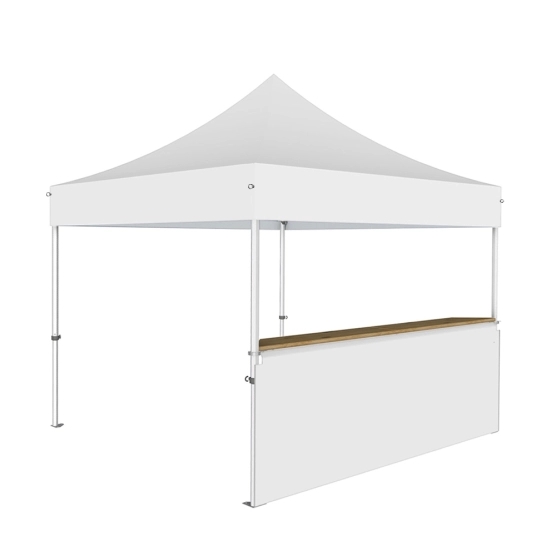 Stand buvette modulable pliant ALU PRO 55 PRESTIGE 3x3m - Blanc avec un comptoir