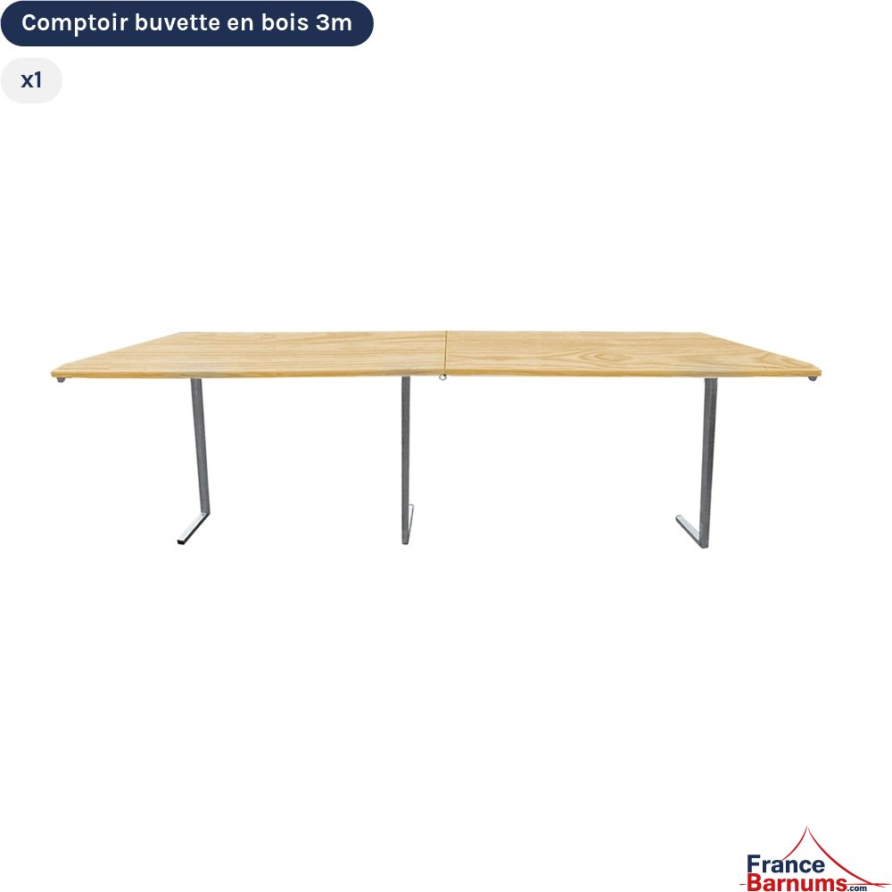 Comptoir buvette en bois pour Barnum pliant stand buvette 3x3m ALU PRO 55 PRESTIGE