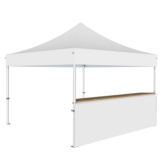 Stand buvette modulable pliant ALU PRO 55 PRESTIGE 4x4m - Blanc avec un comptoir