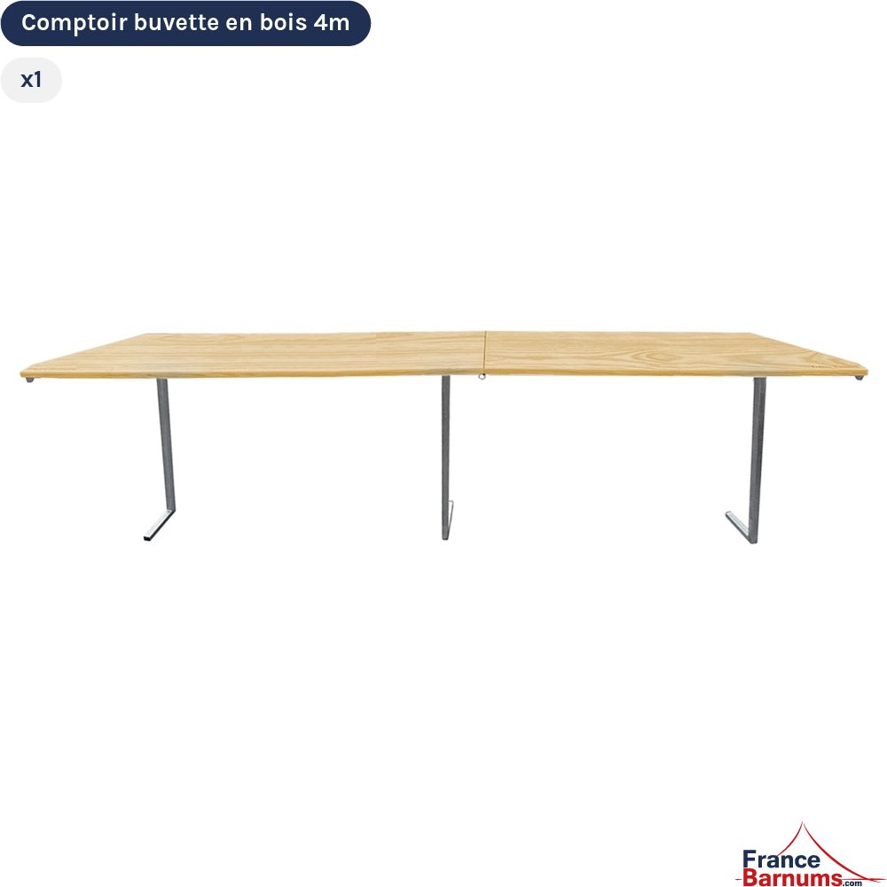 Comptoir buvette en bois pour Barnum pliant stand buvette 4x4m ALU PRO 55 PRESTIGE