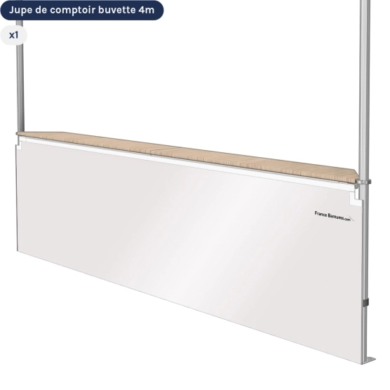 Jupe de comptoir 4m pour stand buvette pliante blanc