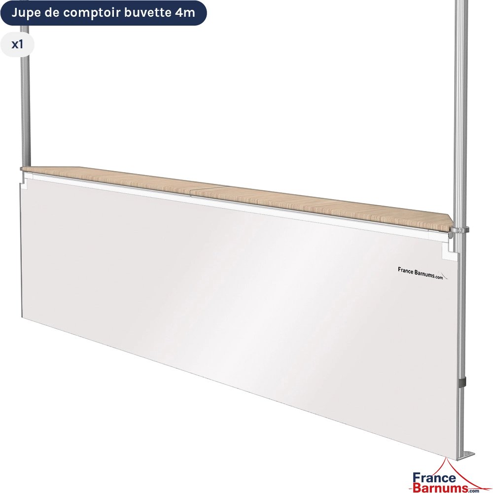 Jupe de comptoir 4m pour stand buvette pliante blanc