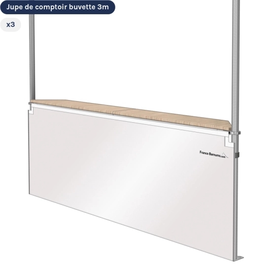 Jupe de comptoir 3m pour stand buvette pliante blanc