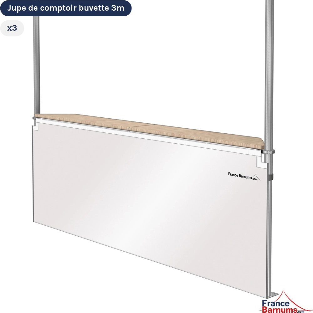 Jupe de comptoir 3m pour stand buvette pliante blanc