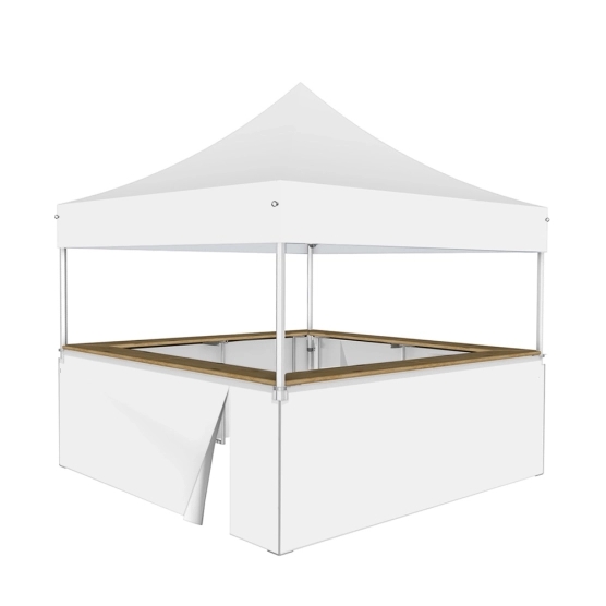 Stand buvette modulable pliant ALU PRO 55 PRESTIGE 3x3m - Blanc avec 4 comptoirs