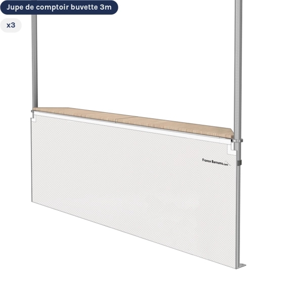 Jupe de comptoir 3m pour stand buvette pliante blanc