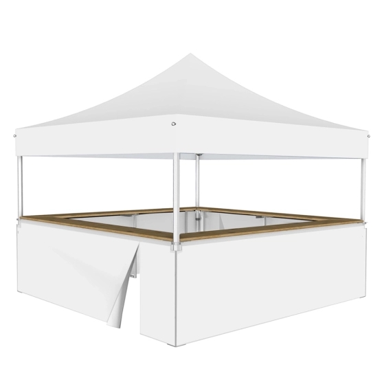 Stand buvette modulable pliant ALU PRO 55 PRESTIGE 4x4m - Blanc avec 4 comptoirs