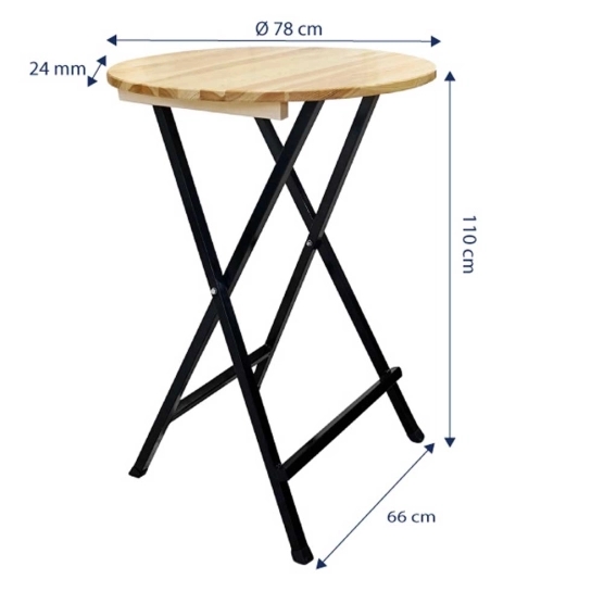 Dimensions de la table ronde haute en bois type bistrot