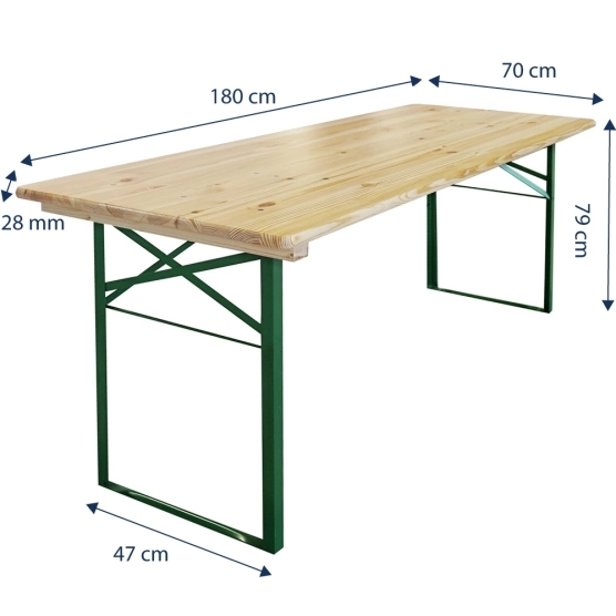 Table bistrot de 180x70cm avec pied en acier modèle cornière vert