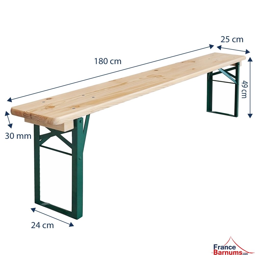 Dimensions du banc en bois bistrot avec piétement en acier