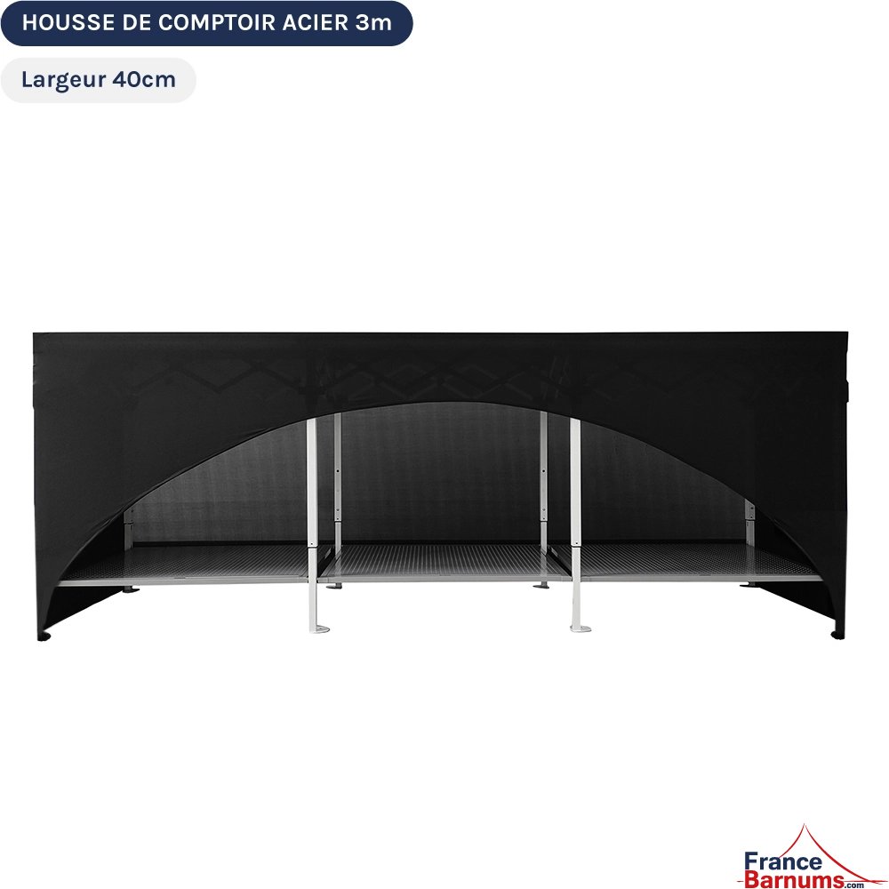 Housse de comptoir acier de 3m de long et 40cm de large