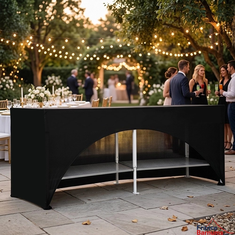 Housse de comptoir acier de 2m de long en noir