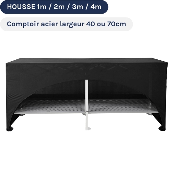 Housse de comptoir acier de 2m de long et 40cm de large, disponible en plusieurs tailles