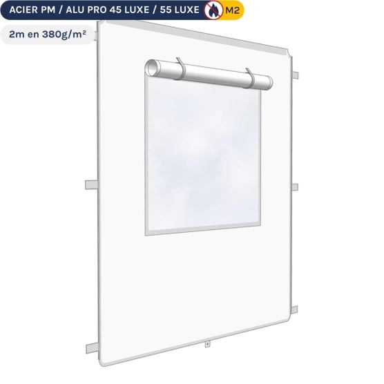 Paroi fenêtre fenêtre transparente avec occultant de 2m, Blanc - 380gr/m²