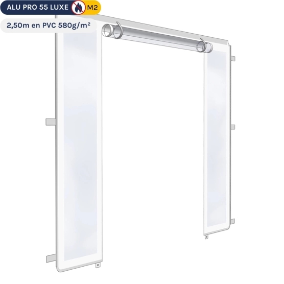 Mur transparent avec porte transparente de 2,50m en  PVC 580gr/m² - BLANC