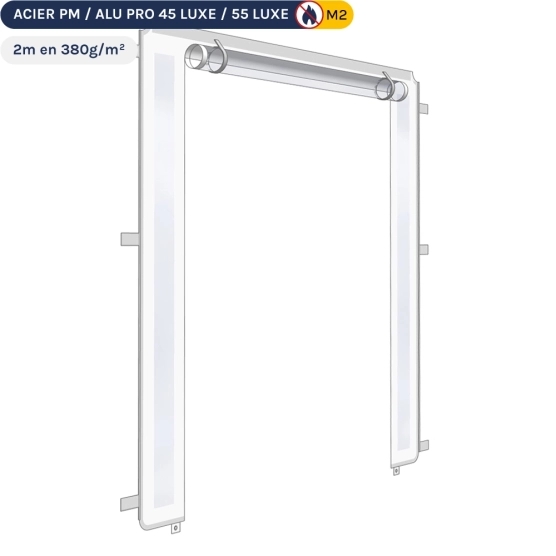 Mur transparent avec porte transparente de 2m en 380gr/m² - BLANC
