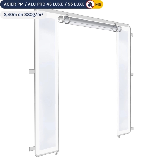 Mur transparent avec porte transparente de 2,40m en 380gr/m² - BLANC