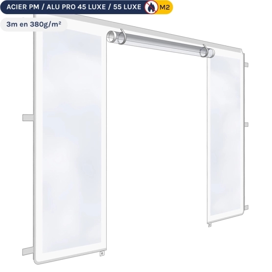 Mur transparent avec porte transparente de 3m en 380gr/m² - BLANC