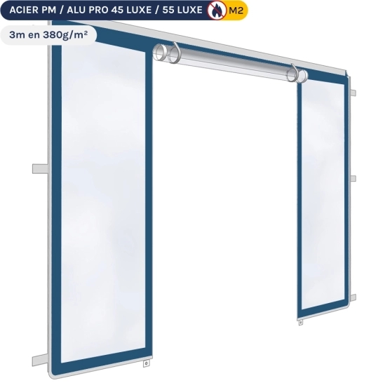 Mur transparent avec porte transparente de3m en 380gr/m² - BLEU