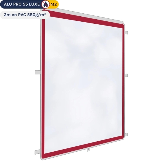 Paroi transparente de 2m en PVC 580gr/m² - Rouge
