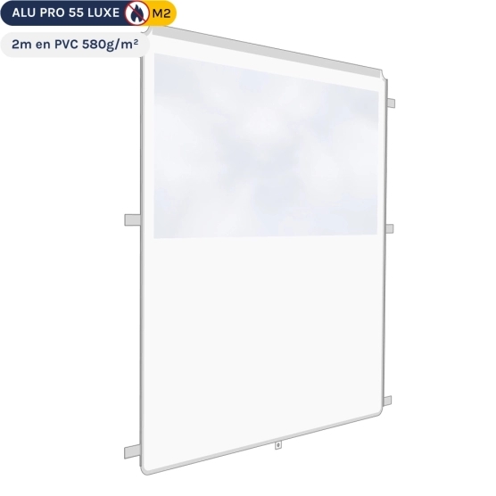 Mur fenêtre panoramique transparente de 2m en PVC 580gr/m² - Blanc