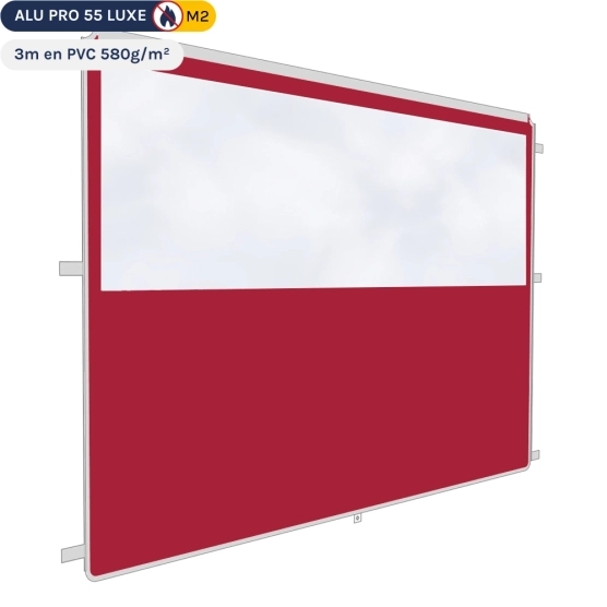 Mur fenêtre panoramique transparente de 3m en PVC 580gr/m² - Rouge