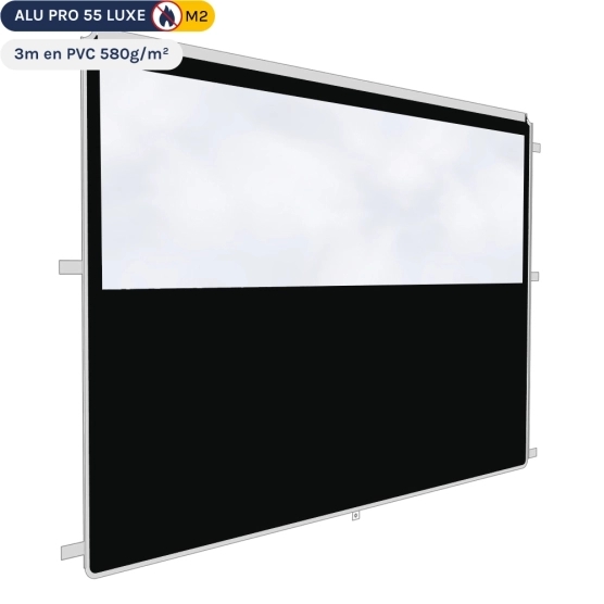 Mur fenêtre panoramique transparente de 3m en PVC 580gr/m² - Noir