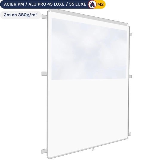 Mur fenêtre panoramique transparente de 2m en 380gr/m² - Blanc
