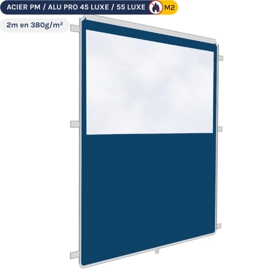 Mur fenêtre panoramique transparente de 2m en 380gr/m² - Bleu