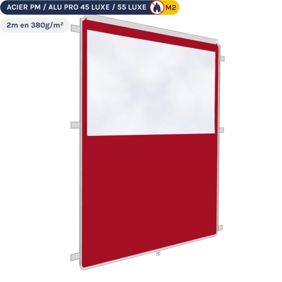 Mur fenêtre panoramique transparente de 2m en 380gr/m² - Rouge