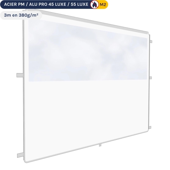 Mur fenêtre panoramique transparente de 3m en 380gr/m² - Blanc